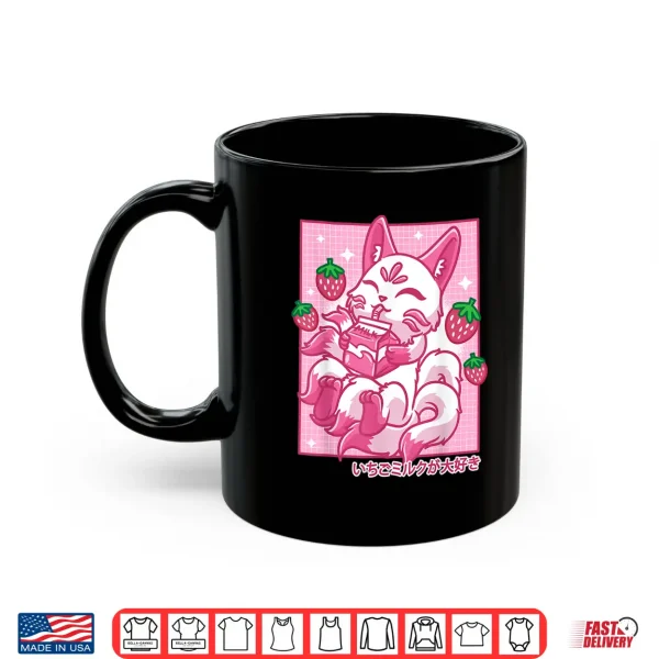 Mug Kitsune Japanese Anime Fox Kawaii Strawberry Milk Shirt 2