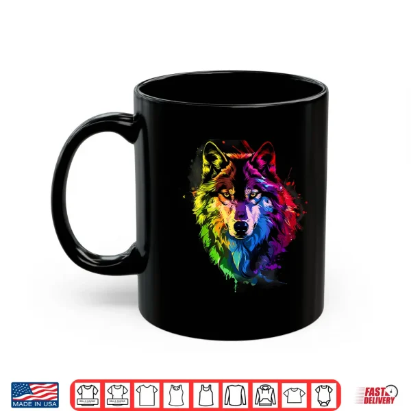 Mug LGBT Watercolor Wolf LGBTQ Rainbow Gay Pride Lesbian Shirt
