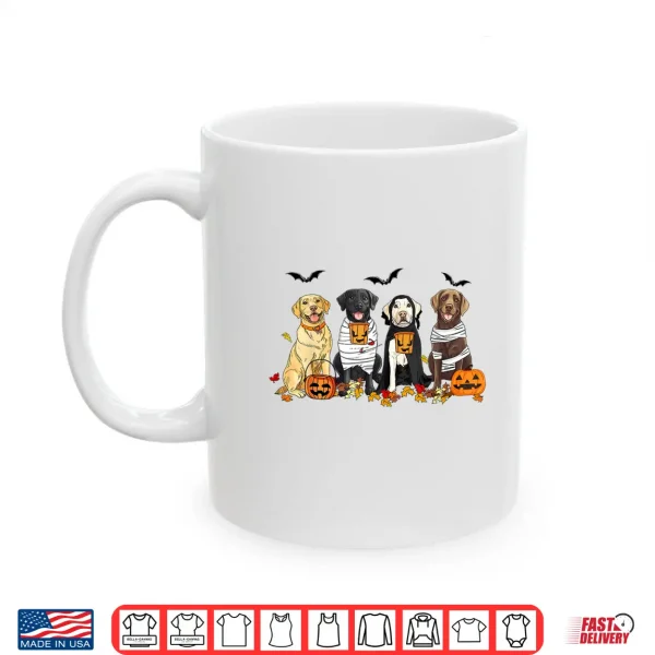 Mug Labrador Retriever Dogs Ghost Witch Mummy Halloween Pumpkins Shirt