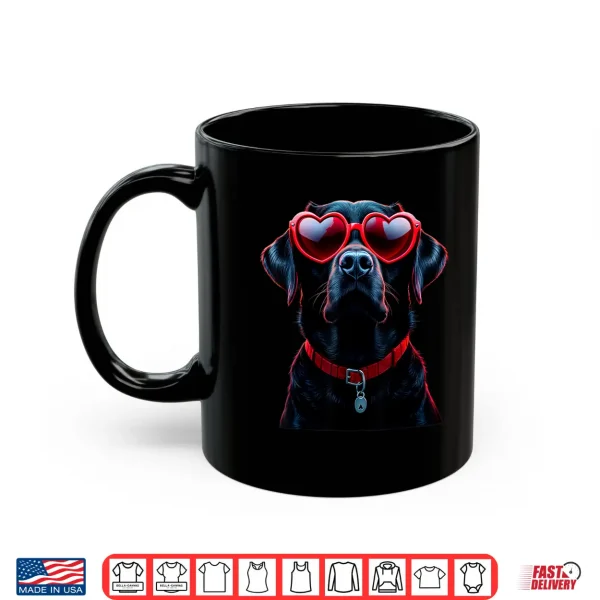 Mug Labrador Retriever Heart Glasses Dog Valentines Day Shirt
