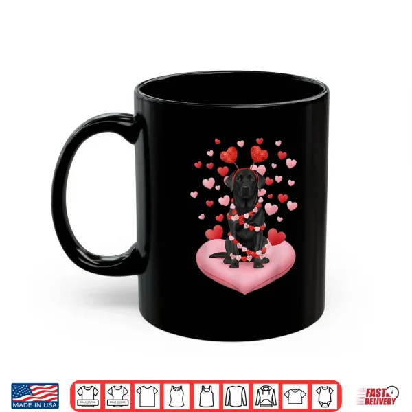 Mug Labrador Retriever Valentines Day Dog Black Lab Hearts Shirt