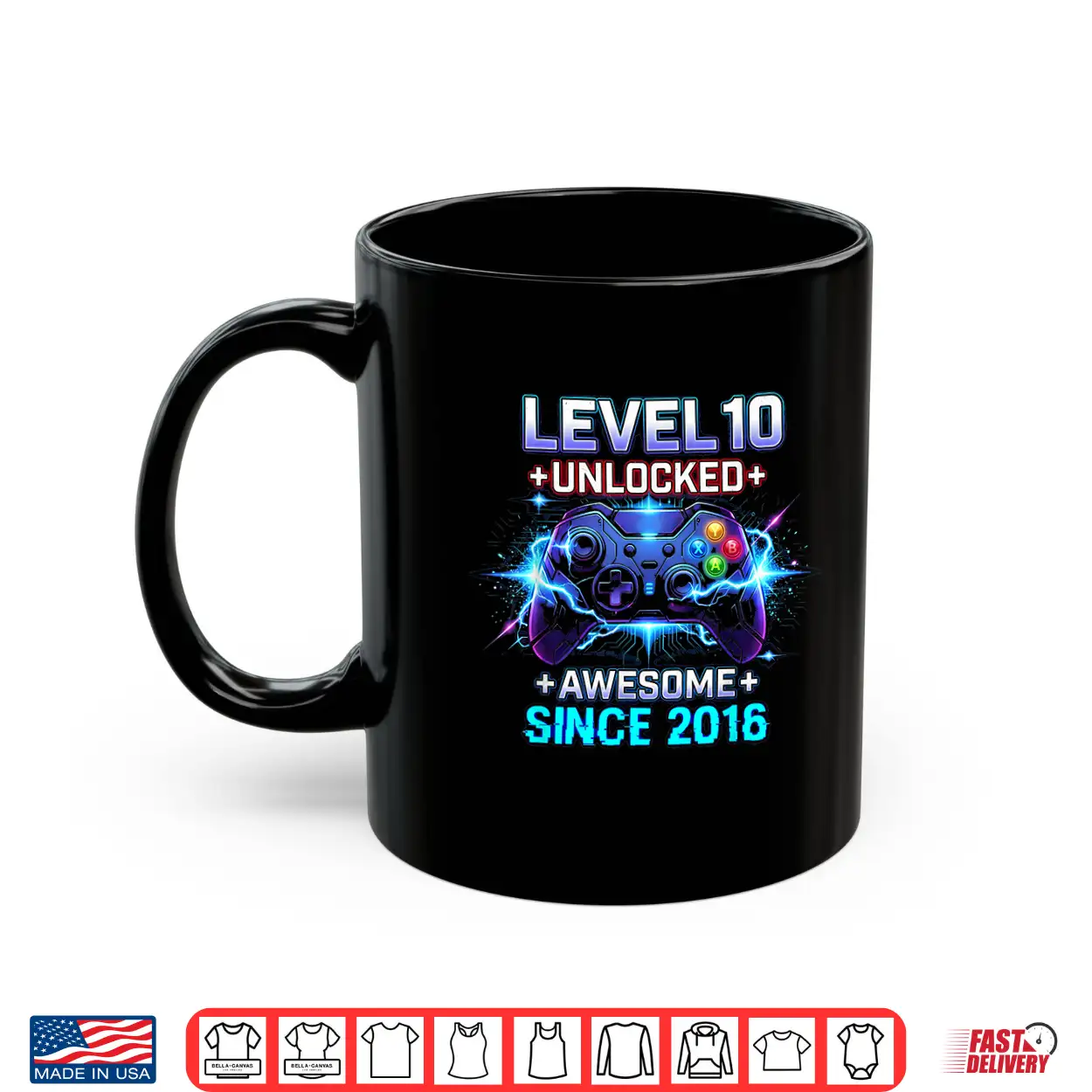Level 10 Unlocked Awesome Since 2016 10Th Birthday Boy Gamer Shirt Level 10 Unlocked Awesome Since 2016 10Th Birthday Boy Gamer Shirt