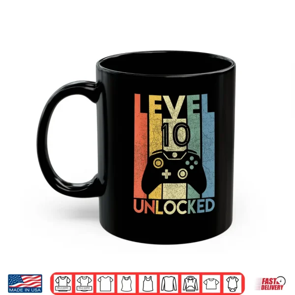 Mug Level 10 Unlocked Shirt Funny Video Gamer 10th Birthday Gift Shirt