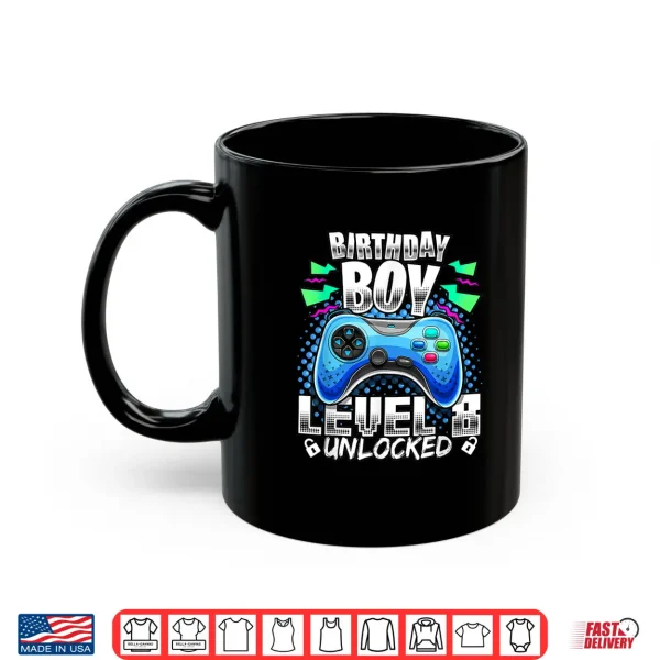 Mug Level 8 Unlocked Video Game 8th Birthday Gamer Gift Boys Shirt