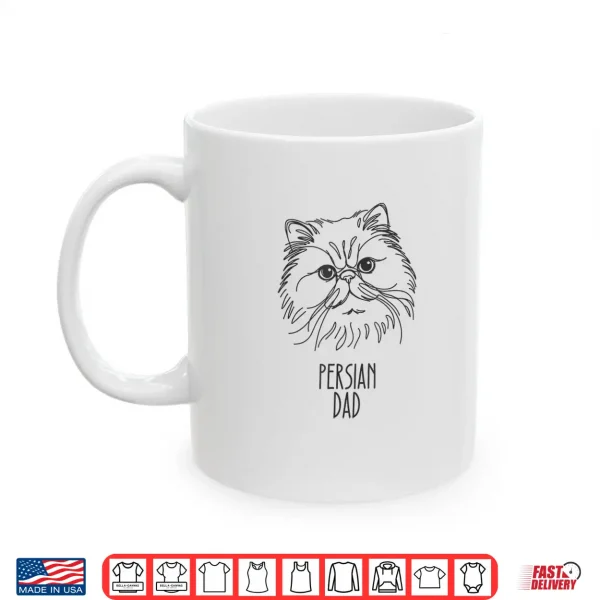 Mug Line Art Best Cat Dad Men Persian Cat Shirt
