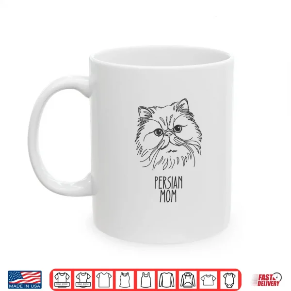 Mug Line Art Best Cat Mom Women Persian Cat Shirt