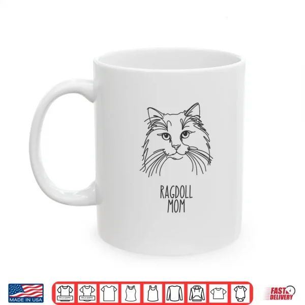 Mug Line Art Best Cat Mom Women Ragdoll Cat Shirt