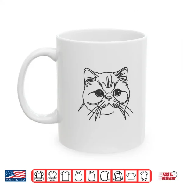 Mug Line Art Dad Mom Cat Exotic Shorthair Cat Shirt