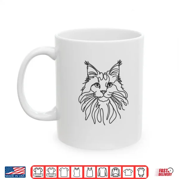Mug Line Art Dad Mom Cat Maine Coon Cat Shirt