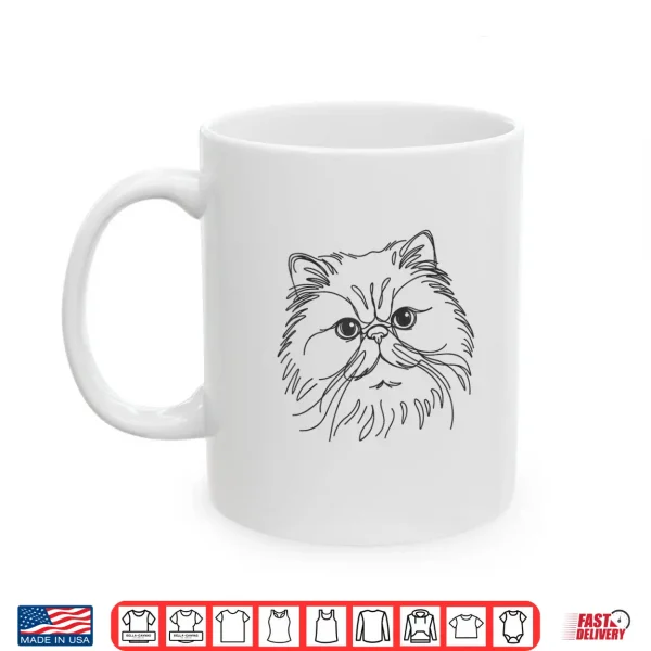 Mug Line Art Dad Mom Cat Persian Cat Shirt for Men Women