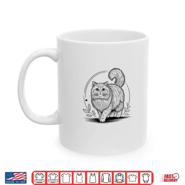 Mug Line Art Persian Cat Minimalist Shirt