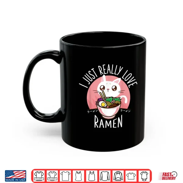 Mug Love Ramen Japanese Noodles Shirt Kawaii Anime Cat Gifts