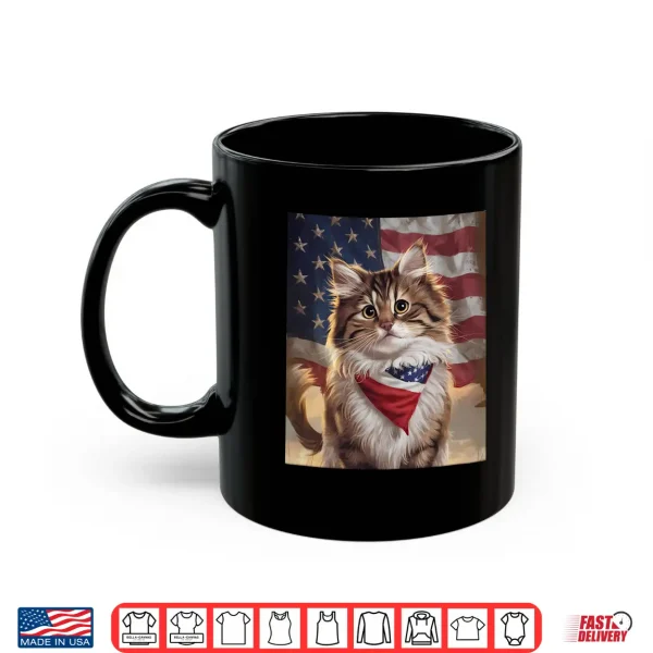 Mug Maine Coon Cat American Flag Independence Day 4th of July Shirt