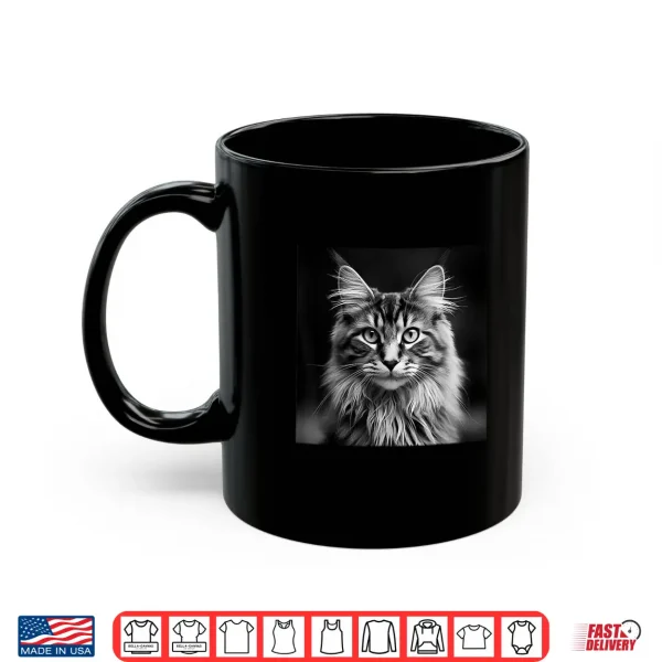 Mug Maine Coon Cat Cinematic Black And White Photography Shirt