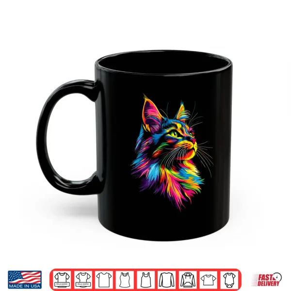 Mug Maine Coon Cat Colorful Rainbow Color Popart Maine Coon Cats Shirt