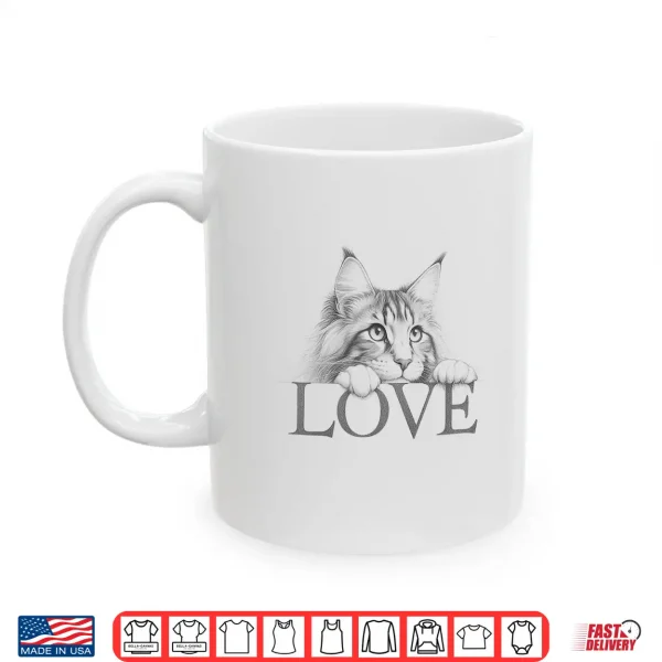 Mug Maine Coon Cat Love Design Professional Minimalist Modern Graphic Shirt