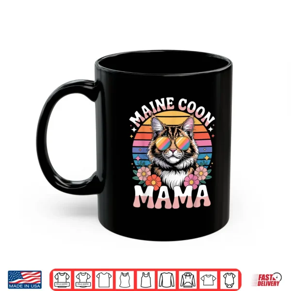 Mug Maine Coon Cat Mama Floral Vintage 60s 70s Sunglasses Shirt