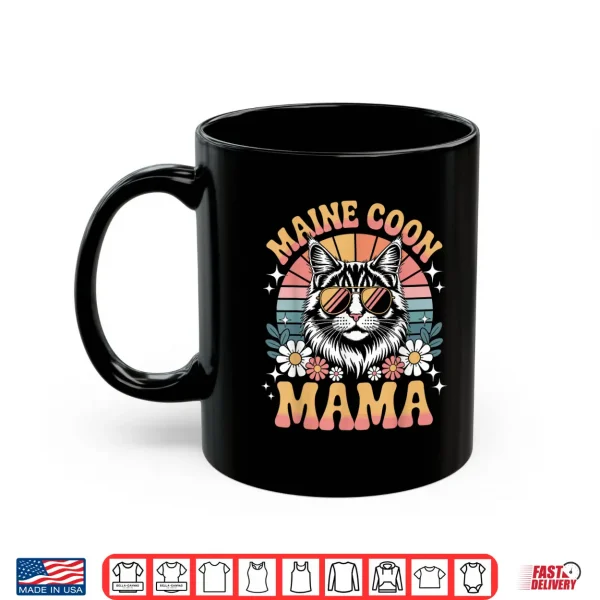 Mug Maine Coon Cat Mama Floral Vintage Sixties Seventies Sunglasses Shirt