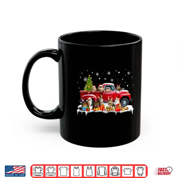 Mug Maine Coon Cat Red Truck Christmas Tree Santa Ugly Xmas Shirt
