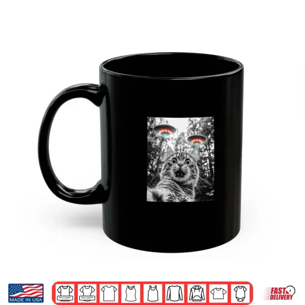 Mug Maine Coon Cat Selfie With Alien UFO Men Women Kids Shirt