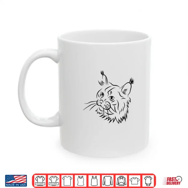 Mug Maine Coon Cat Sketch Illustration Shirt