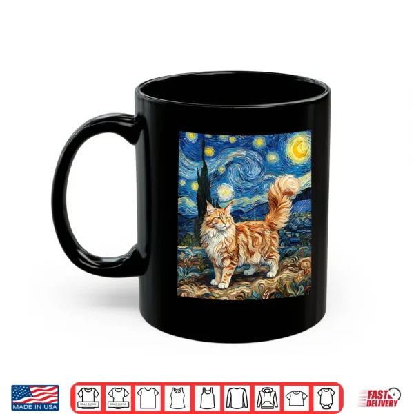 Mug Maine Coon Cat Starry Night Van Gogh Inspired Cat Maine Coon Shirt