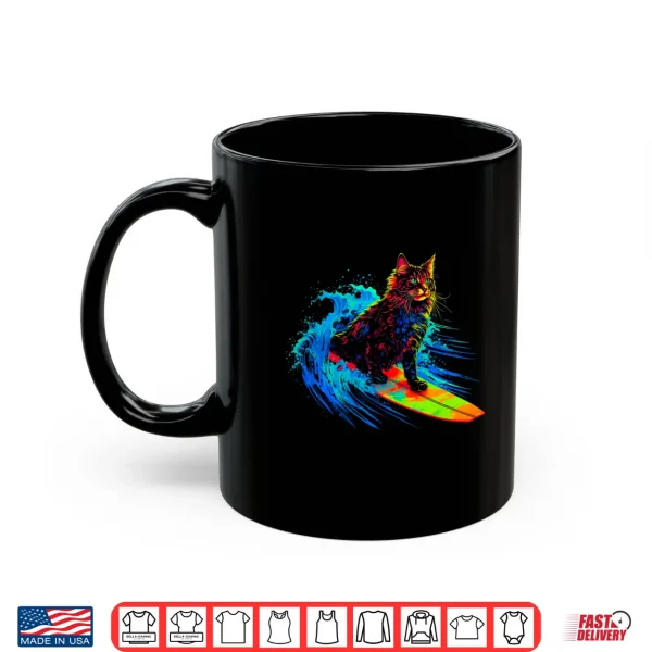 Mug Maine Coon Cat Surfing Shirt