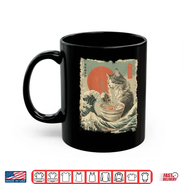 Mug Maine Coon Cat Vintage Ramen Japanese Noodles Shirt