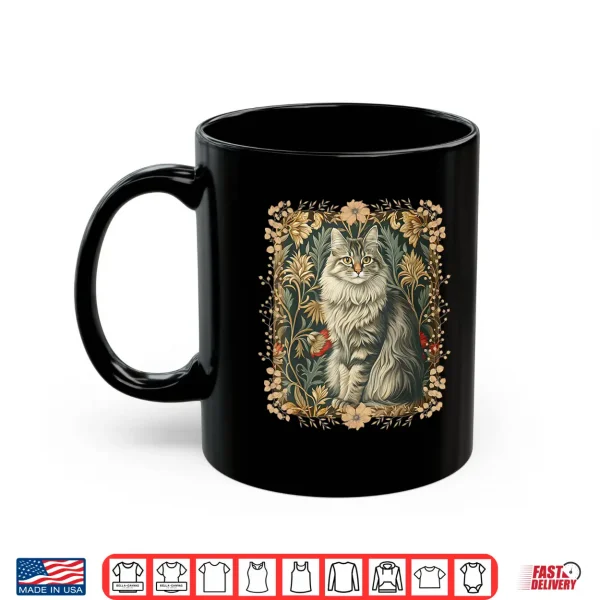 Mug Maine Coon Cat Vintage William Morris Style Shirt