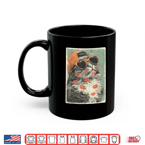 Mug Maine Coon Cat with Hearts Sunglasses Kisses Valentines Day Shirt