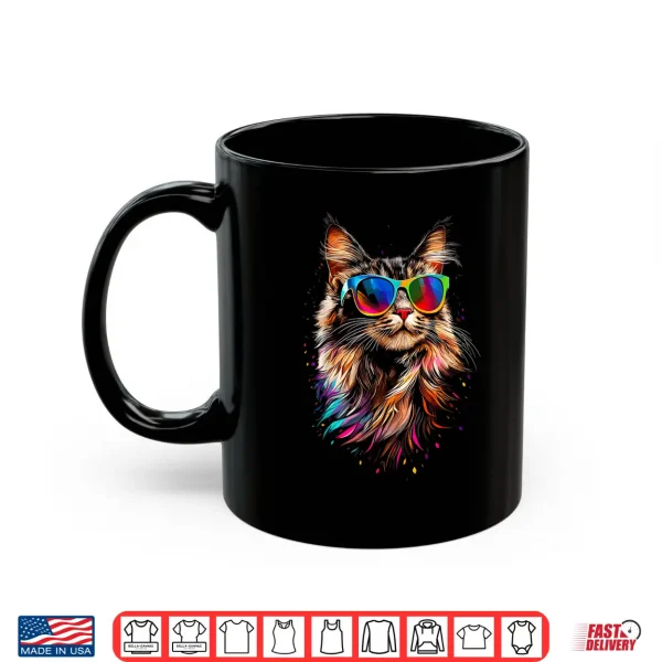 Mug Maine Coon Cat with Sunglasses Cute Maine Coon Cats Lover Men Women Kids Shirt