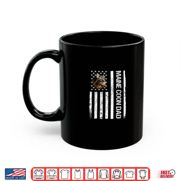 Mug Maine Coon Dad American USA Flag Funny Maine Coon Cat Dad Shirt