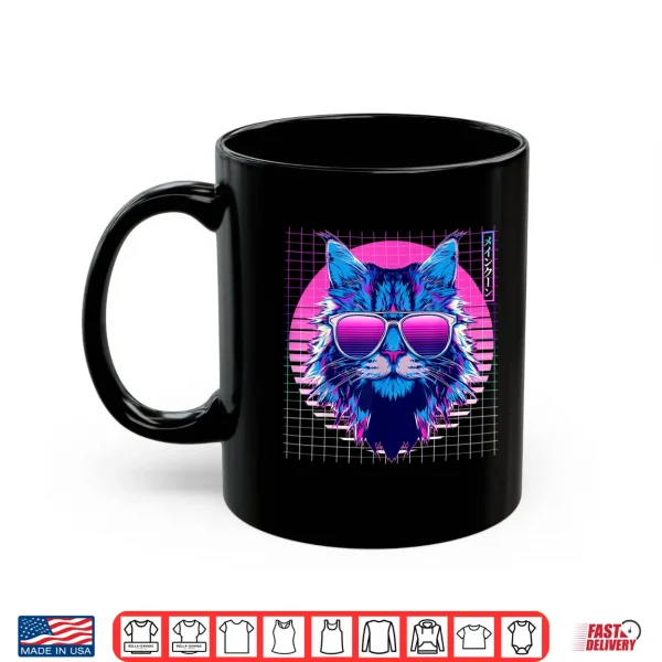 Mug Maine Coon Sunglasses Cat Vaporwave Aesthetic Retro Shirt