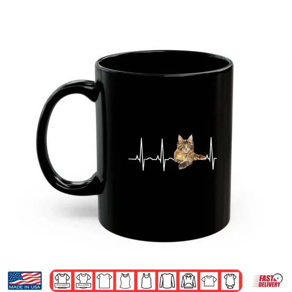 Mug Maine Coon TShirt Cat Lover Heartbeat Gift Shirt