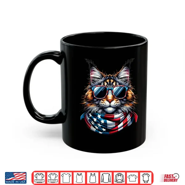 Mug Maine Coon USA Flag Sunglasses Patriotic Cat 4th of July Shirt