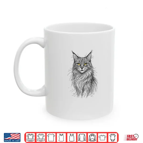 Mug Majestic Maine Coon Cat Portrait Golden Eyes Shirt
