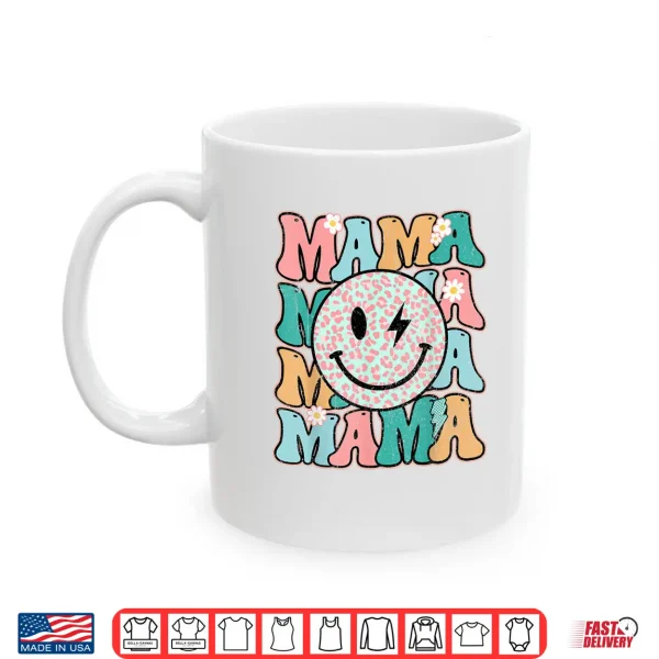 Mug Mama Leopard Smile Bolt Lightning Checkered Groovy Mom Life Shirt