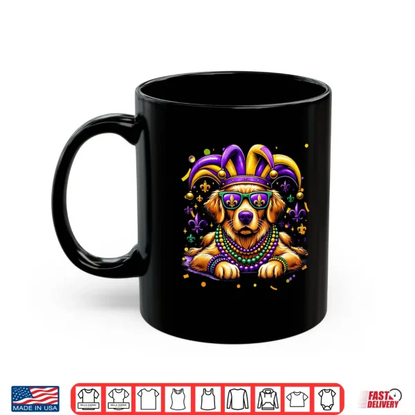 Mug Mardi Gras Bead Golden Retriever Dog Festival Carnival Shirt