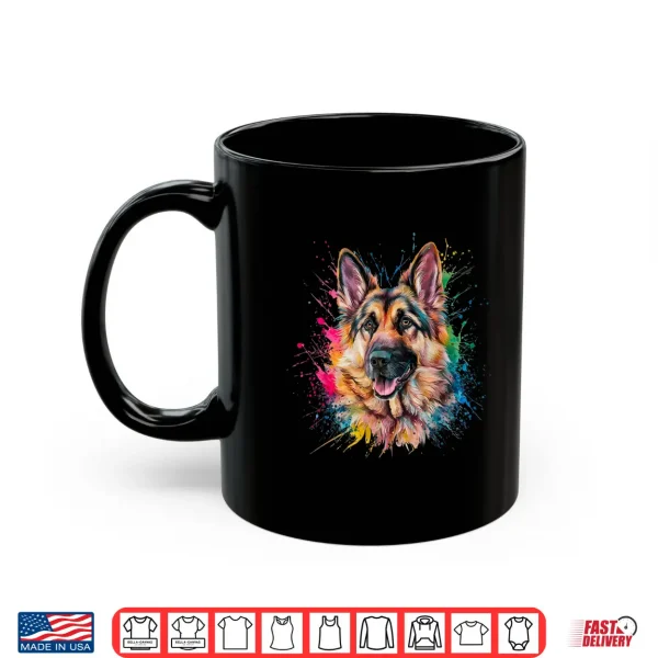 Mug Mens Colourful Watercolour German Shepherd Dog Shirt