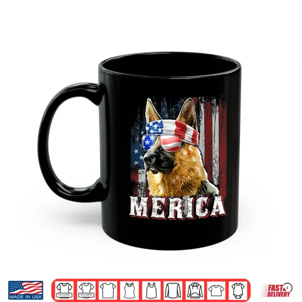 Mug Merica German Shepherd Dog Fourth Of July American Flag Shirt