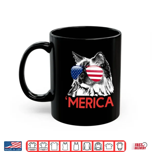 Mug Merica Ragdoll American Flag 4th of July Shirt