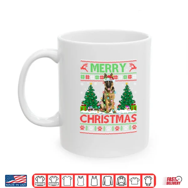 Mug Merry Christmas Lighting Ugly German Shepherd Christmas Shirt