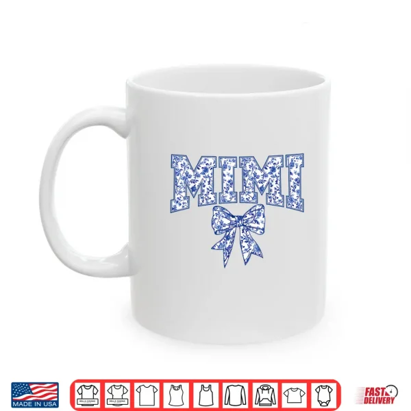 Mug Mimi Coquette Toile Blue Bow Floral Mothers Day Family Shirt 1