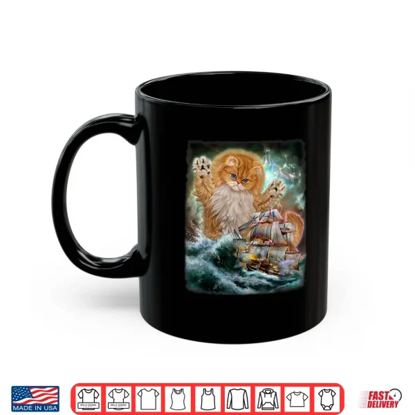 Mug Monster Persian Cat as Kraken Attack a War Ship at High Seas Shirt