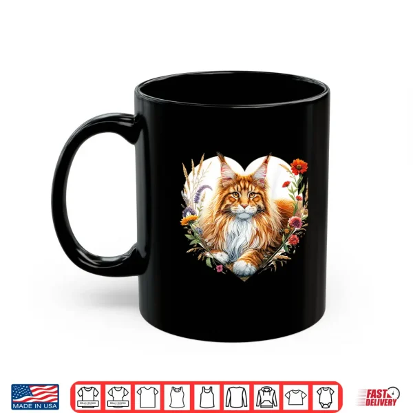 Mug My Cat Is My Valentine Cute Orange Maine Coon Cat In A Heart Shirt