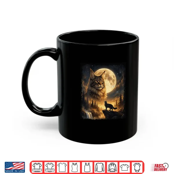 Mug Mystical Maine Coon Cat Spirit Howling at The Moon Nature Shirt