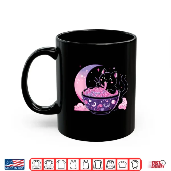 Mug Pastel Goth Aesthetic Kawaii Cat Eating Ramen Noodles Shirt