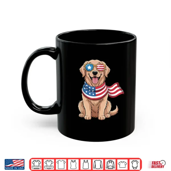 Mug Patriotic Golden Retriever Dog American Flag 4Th Of July Shirt