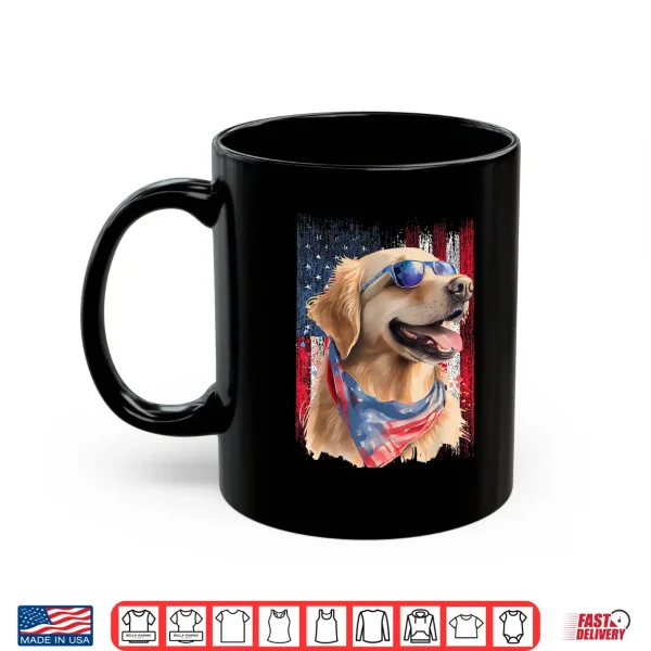 Mug Patriotic Golden Retriever USA American Flag Dog Lover Shirt