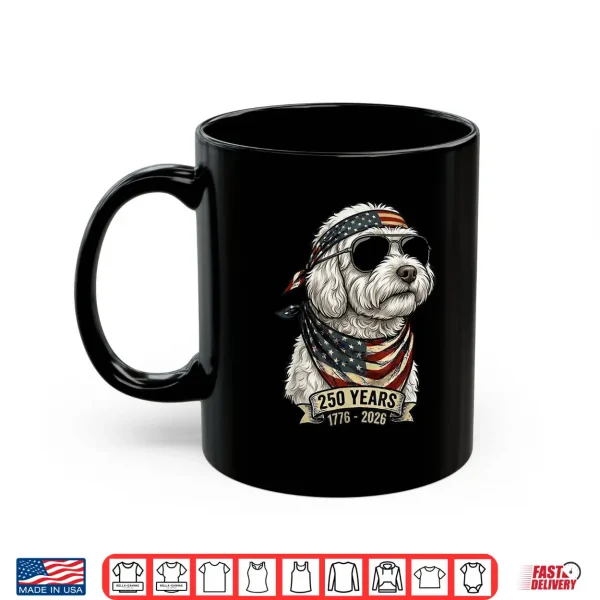 Mug Patriotic Poodle Dog 250 Years American Flag Anniversary Shirt
